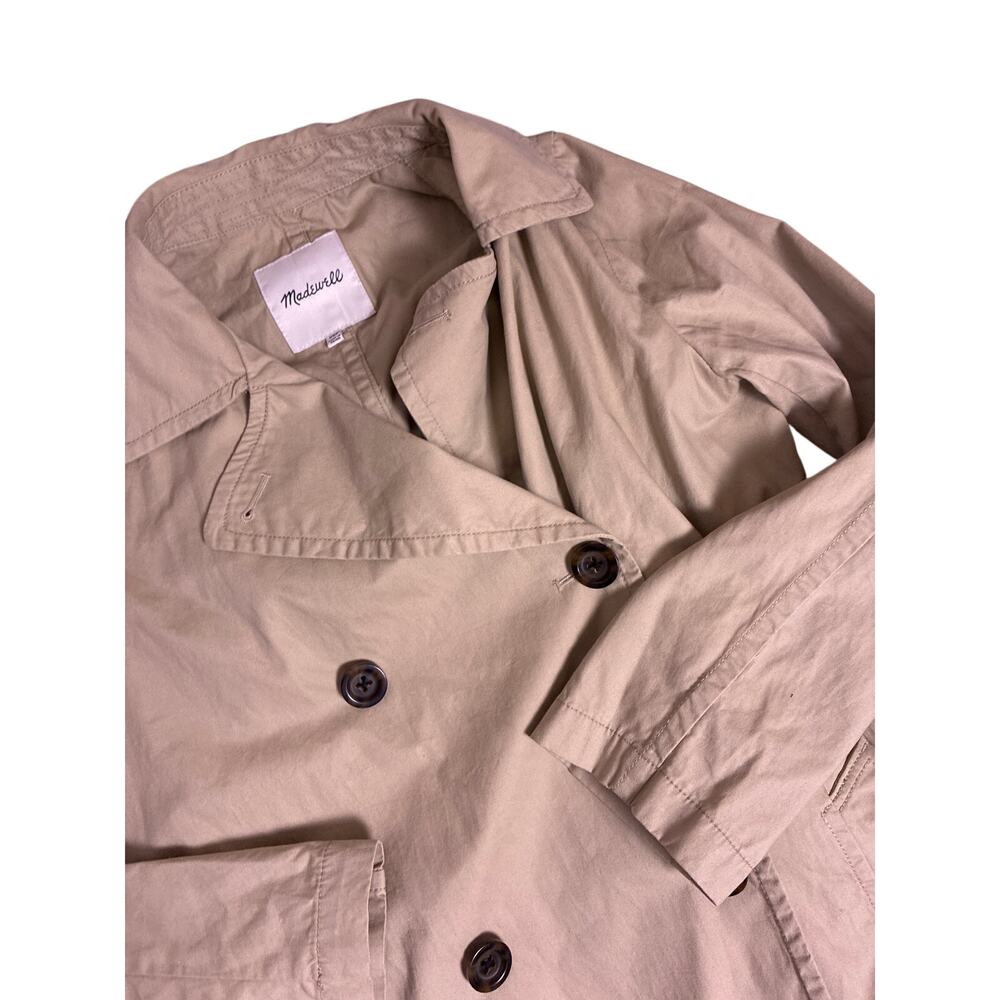 Madewell Beige Trench Coat Womens XXS Button Front Classic Minimalist Jacket - Picture 4 of 6